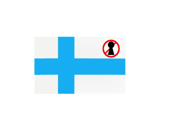 Bandera Con Una Advertencia Bloqueo Finlandia —  Fotos de Stock