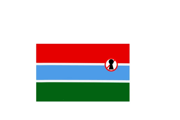 Vlajka Uzamčeným Upozorněním Gambia — Stock fotografie