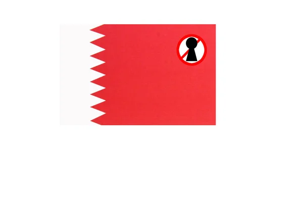 Vlag Met Een Afsluitingswaarschuwing Van Bahrain Rechtenvrije Stockfoto's