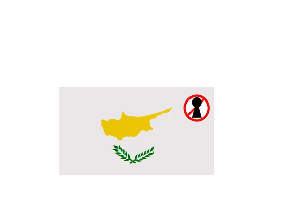 Vlag Met Een Afsluitingswaarschuwing Voor Cyprus Stockfoto