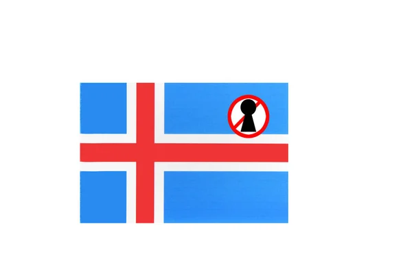 Vlag Met Een Afsluitingswaarschuwing Van Ijsland — Stockfoto