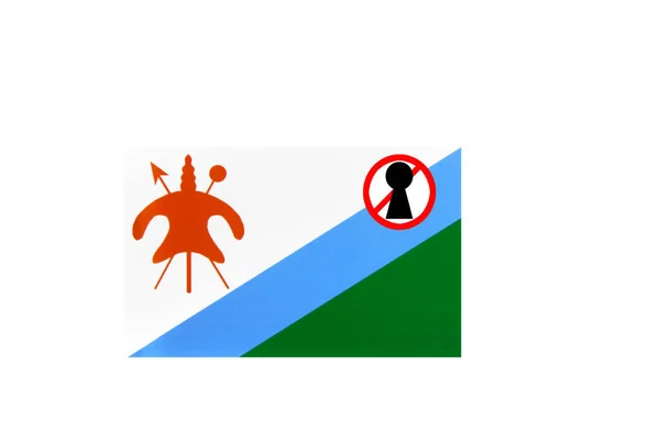 Bandeira Com Aviso Bloqueio Lesotho — Fotografia de Stock