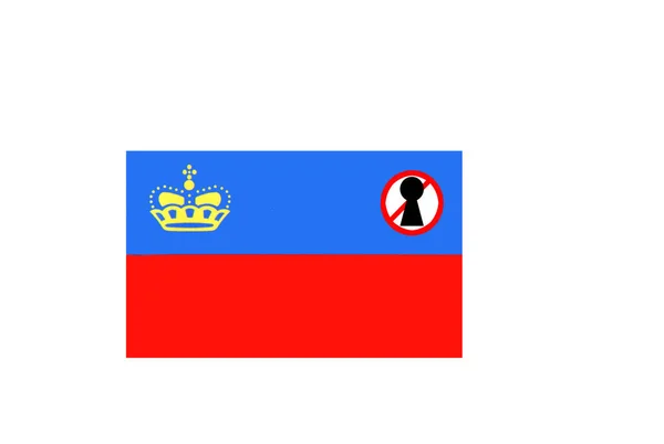 Bandera Con Una Advertencia Bloqueo Liechtenstein — Foto de Stock