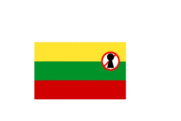 Flag Lockdown Warning Lithuana — Stock Photo, Image