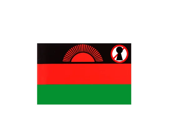 Bandeira Com Aviso Bloqueio Malawi — Fotografia de Stock