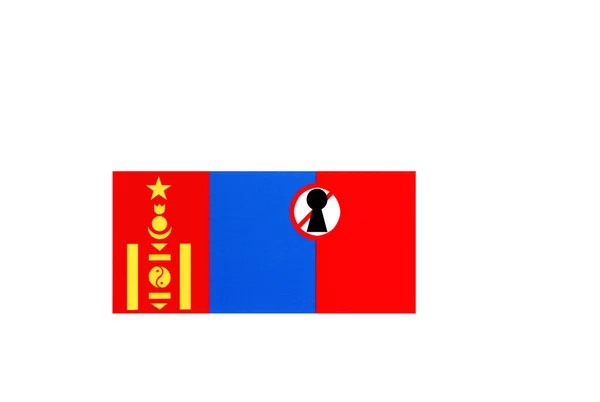Bandiera Con Avviso Blocco Della Mongolia — Foto Stock