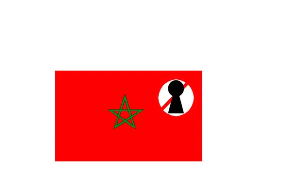 Vlag Met Een Afsluitwaarschuwing Van Morocco — Stockfoto