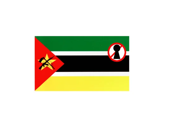 Vlag Met Een Afsluitingswaarschuwing Van Mozambique — Stockfoto