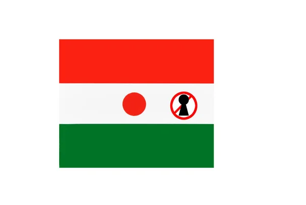 Bandera Con Una Advertencia Bloqueo Niger —  Fotos de Stock