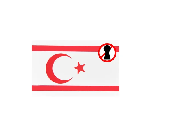 Vlag Met Een Afsluitingswaarschuwing Voor North Cyprus — Stockfoto