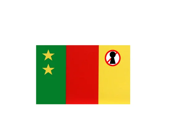 Vlag Met Een Afsluitingswaarschuwing Van Oude Cameroon — Stockfoto