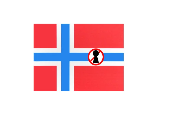 Flagge Mit Einer Warnung Vor Norwegen — Stockfoto