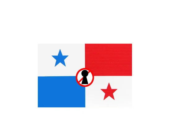 Flag Lockdown Warning Panama — Stock Photo, Image