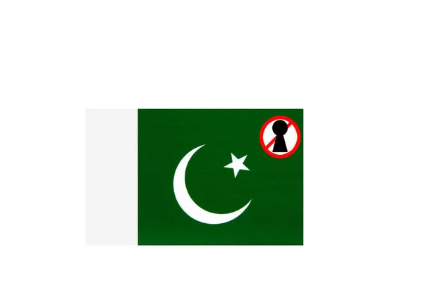 Bandeira Com Aviso Bloqueio Paquistão — Fotografia de Stock