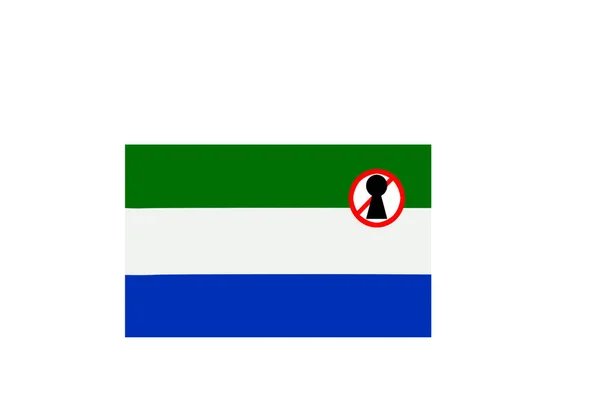 Bandera Con Una Advertencia Bloqueo Sierra Leone — Foto de Stock