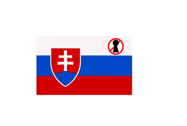 Vlag Met Een Afsluitingswaarschuwing Voor Slovaka — Stockfoto