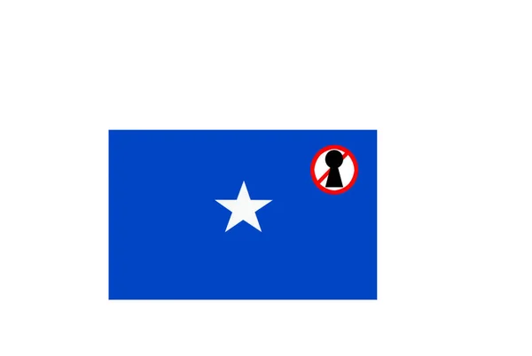 Bandera Con Una Advertencia Bloqueo Somalia — Foto de Stock