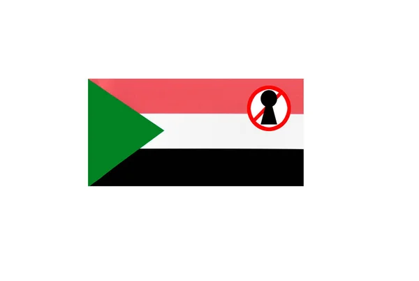 Bandera Con Una Advertencia Bloqueo Sudan —  Fotos de Stock