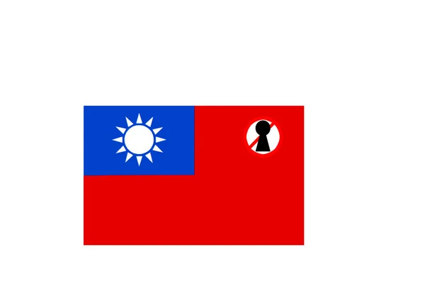 Flagga Med Låsningsvarning För Taiwan — Stockfoto