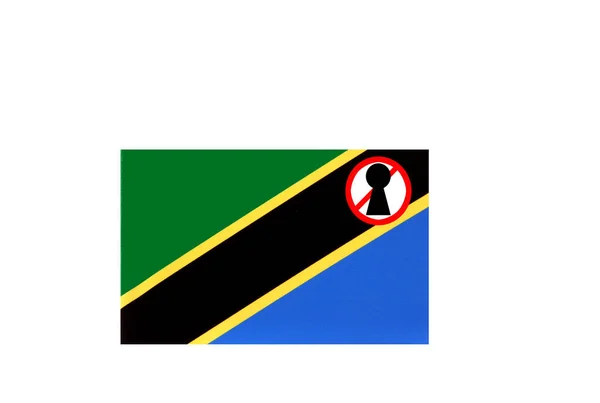 Drapeau Avec Avertissement Verrouillage Tanzanie — Photo
