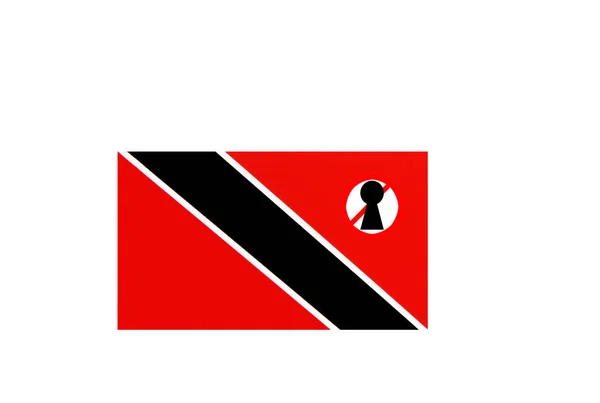 Bandera Con Advertencia Cierre Trinidad Tobago — Foto de Stock