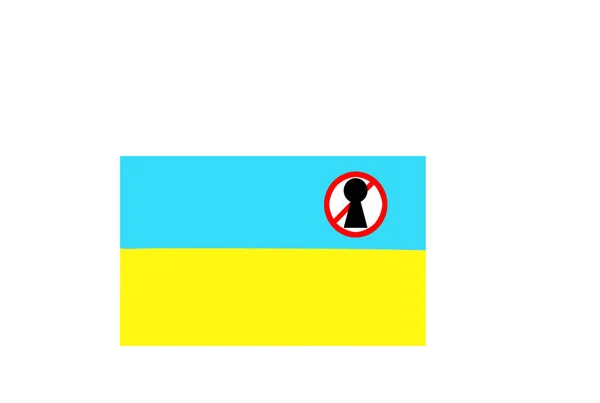 Flag Lockdown Warning Ukraine — Stock Photo, Image