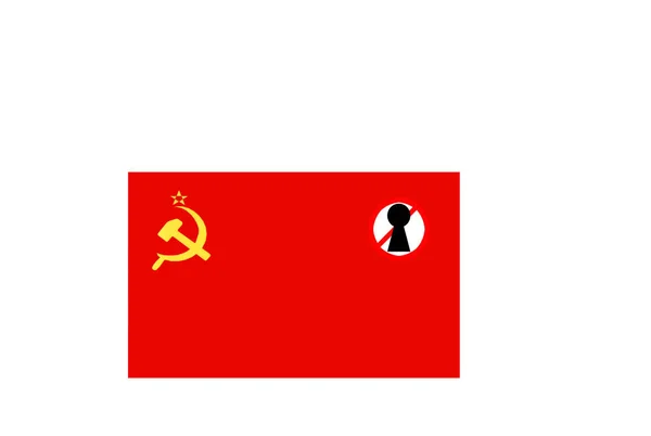 标有苏联封锁警告的国旗 — 图库照片