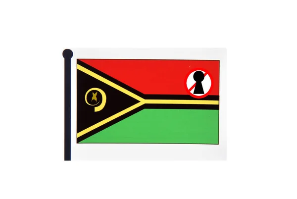 Bandeira Com Aviso Bloqueio Vanuatu — Fotografia de Stock