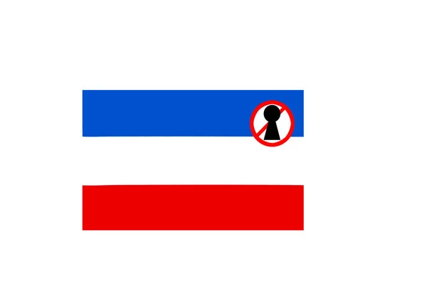 Flag Lockdown Warning Yugoslavian Fed Rep — Stock Photo, Image