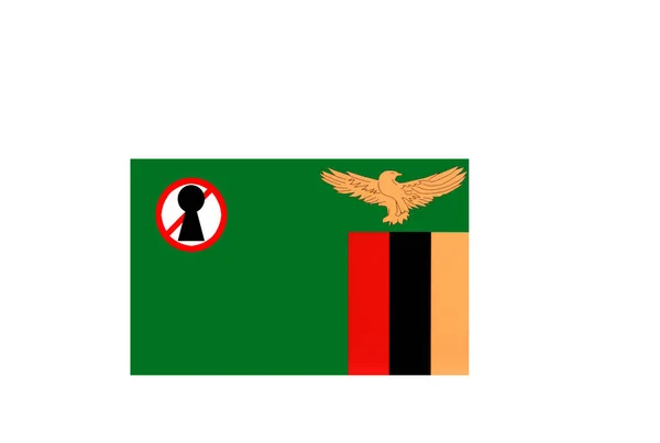 Vlag Met Een Afsluitingswaarschuwing Voor Zambia — Stockfoto