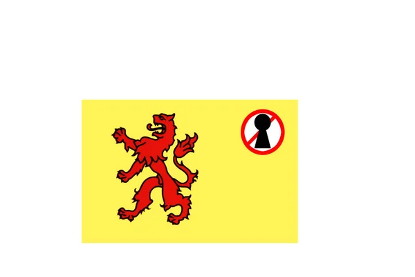 Bandeira Com Aviso Bloqueio Zuid Holland — Fotografia de Stock
