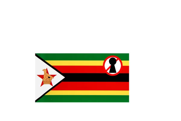 Vlag Met Een Afsluitwaarschuwing Van Zimbabwe — Stockfoto
