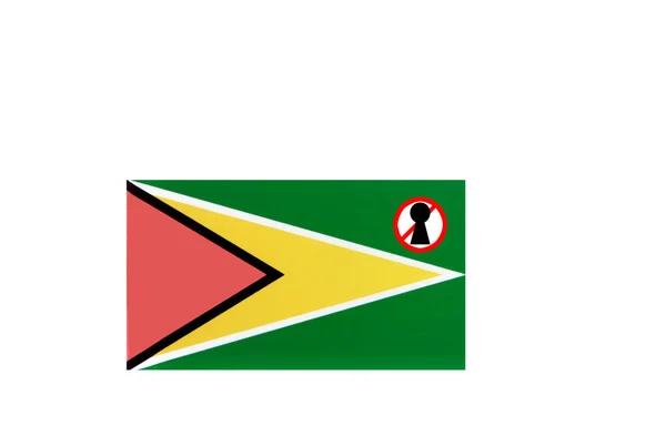 Flagge Mit Einer Warnung Vor Guyana lizenzfreie Stockfotos