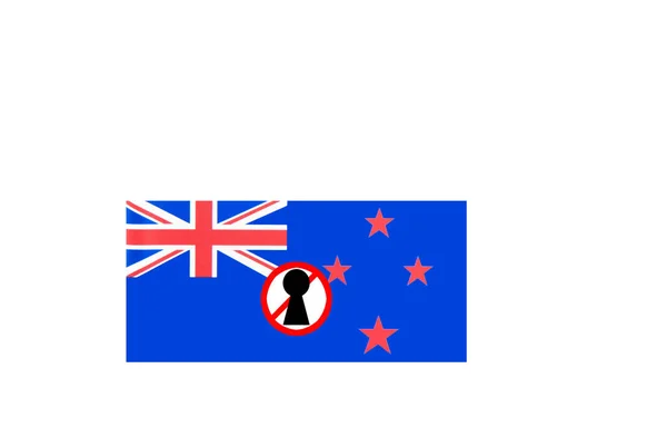 Vlag Met Een Afsluitingswaarschuwing Van Nieuwe Zealand Rechtenvrije Stockafbeeldingen