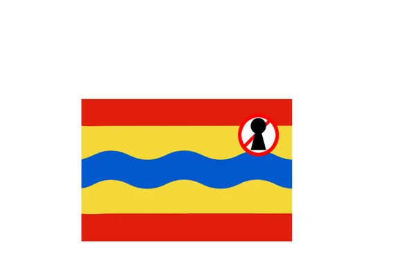 Vlag Met Een Afsluitingswaarschuwing Van Overijssel Stockafbeelding