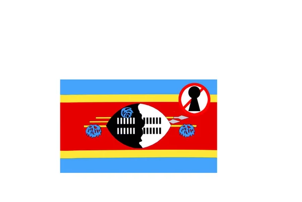 Flagga Med Spärrvarning För Swaziland Stockbild