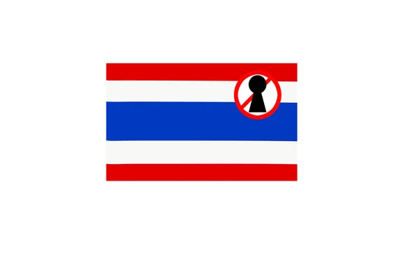 Bandera Con Una Advertencia Bloqueo Tailandia Imágenes de stock libres de derechos