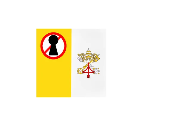 Vlag Met Een Lock Waarschuwing Voor Vaticaanstad Stockfoto
