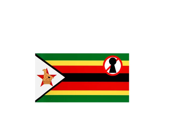 Vlag Met Een Afsluitwaarschuwing Van Zimbabwe Stockafbeelding