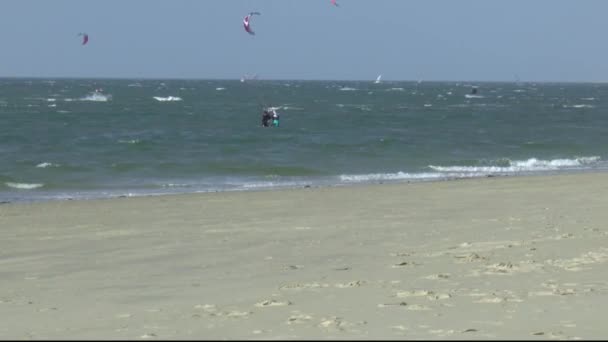 Fun on the beach at the Brouwersdam — Stock Video