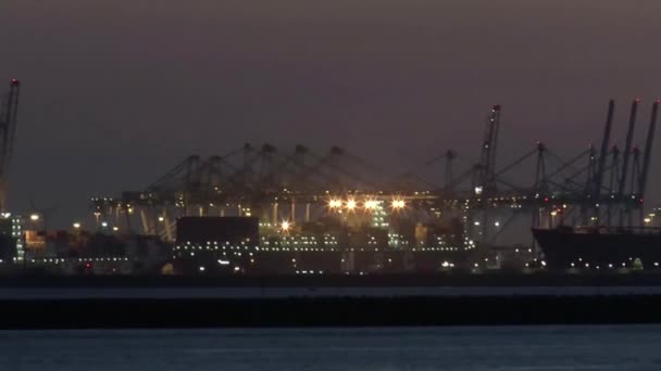 Lights in evening on chemical industry — Stock Video