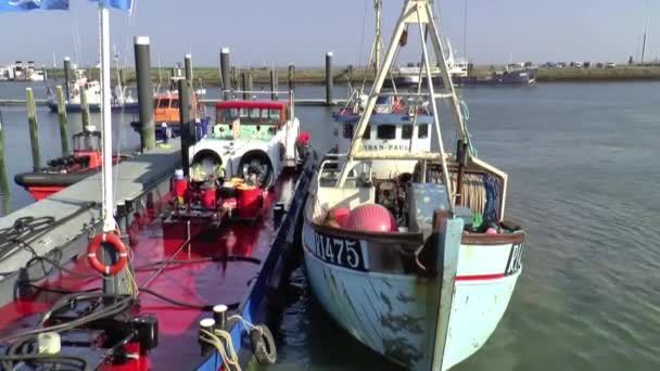 French fishing boat is berth — Stock Video