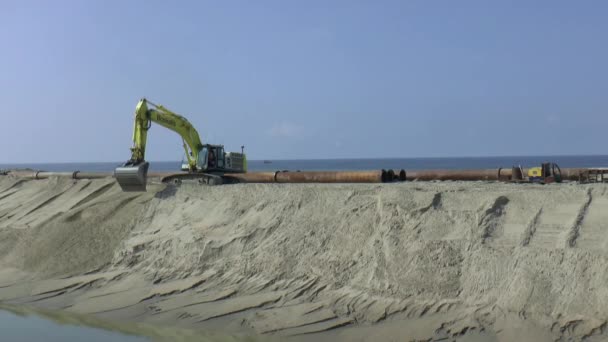 Reconstrucción del dique de mar — Vídeo de stock