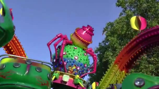 Annual funfair in the centre of city — Stock Video