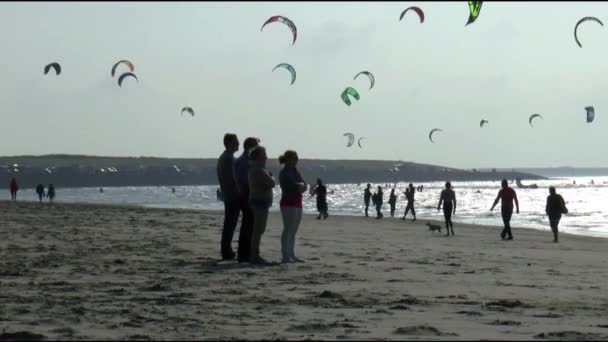 Zábava na pláži Brouwersdam — Stock video