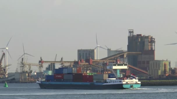 Vrachtschepen in de haven — Stockvideo