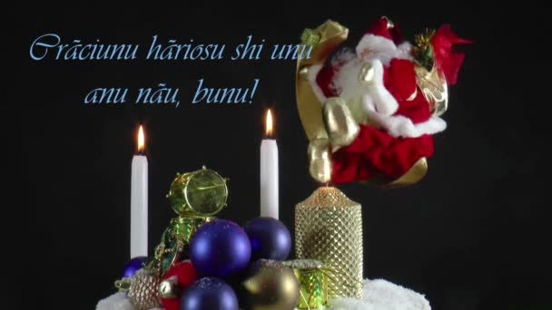 Santa claus spinning körül a Holdon — Stock videók