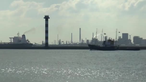 Nákladní lodě v přístavu — Stock video