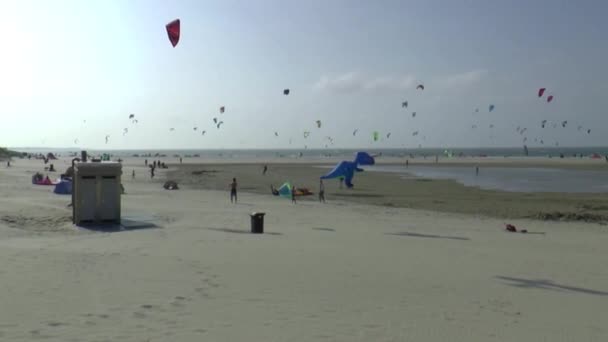 Diversão na praia no Brouwersdam — Vídeo de Stock