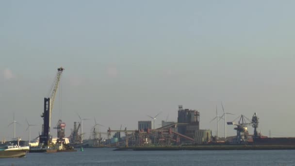 Vrachtschepen in de haven — Stockvideo